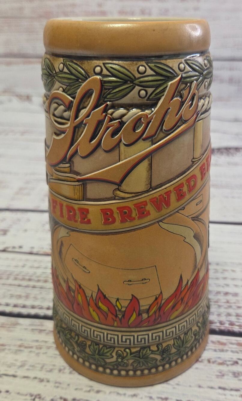 Vintage Ceramarte Brazil  Stroh Brewery Co Beer Stein Mug 7.5 Inch